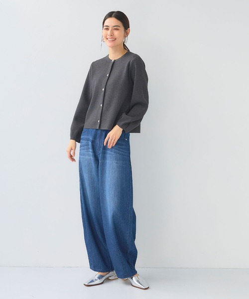 CROSS FUNCTION（クロスファンクション）の「《洗える》サマ美え 袖タッククルーネックニットジャケット【CF/クロスファンクション（ニット/セーター・レディース・チャコールグレー/ネイビー・M/LL/L）」の10枚目の写真