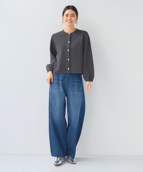 CROSS FUNCTION（クロスファンクション）の「《洗える》サマ美え 袖タッククルーネックニットジャケット【CF/クロスファンクション（ニット/セーター・レディース・チャコールグレー/ネイビー・M/LL/L）」の11枚目の写真