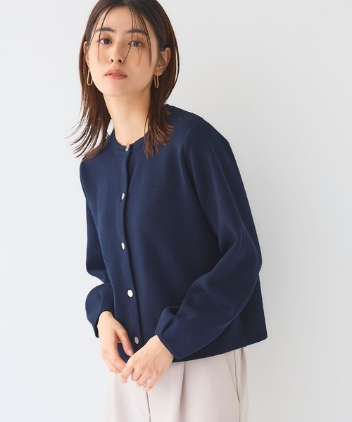 CROSS FUNCTION（クロスファンクション）の「《洗える》サマ美え 袖タッククルーネックニットジャケット【CF/クロスファンクション（ニット/セーター・レディース・チャコールグレー/ネイビー・M/LL/L）」の12枚目の写真