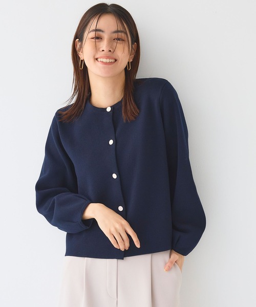 CROSS FUNCTION（クロスファンクション）の「《洗える》サマ美え 袖タッククルーネックニットジャケット【CF/クロスファンクション（ニット/セーター・レディース・チャコールグレー/ネイビー・M/LL/L）」の13枚目の写真