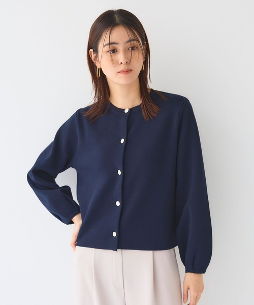 CROSS FUNCTION（クロスファンクション）の「《洗える》サマ美え 袖タッククルーネックニットジャケット【CF/クロスファンクション（ニット/セーター・レディース・チャコールグレー/ネイビー・M/LL/L）」の14枚目の写真
