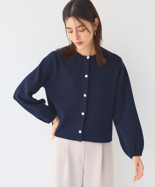 CROSS FUNCTION（クロスファンクション）の「《洗える》サマ美え 袖タッククルーネックニットジャケット【CF/クロスファンクション（ニット/セーター・レディース・チャコールグレー/ネイビー・M/LL/L）」の15枚目の写真