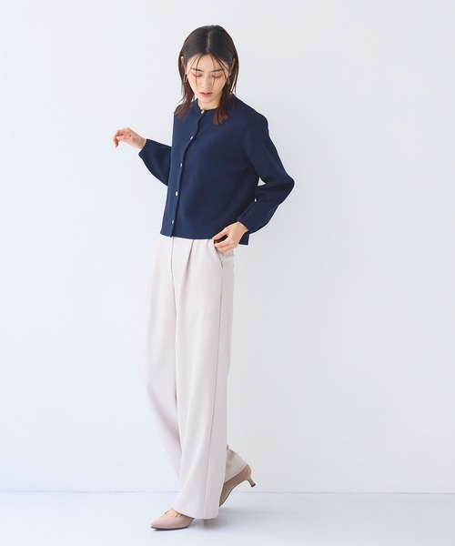 CROSS FUNCTION（クロスファンクション）の「《洗える》サマ美え 袖タッククルーネックニットジャケット【CF/クロスファンクション（ニット/セーター・レディース・チャコールグレー/ネイビー・M/LL/L）」の17枚目の写真