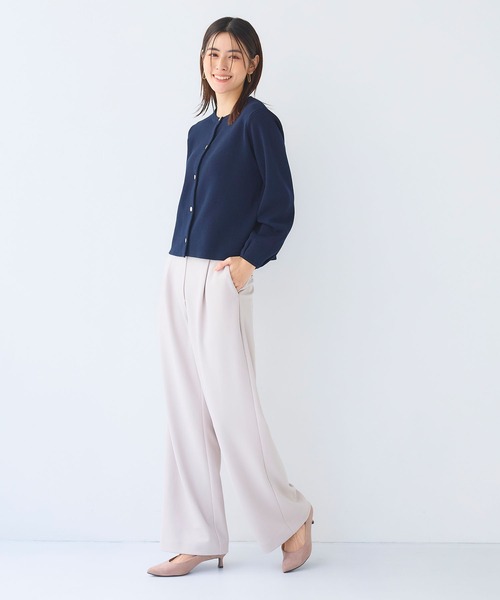CROSS FUNCTION（クロスファンクション）の「《洗える》サマ美え 袖タッククルーネックニットジャケット【CF/クロスファンクション（ニット/セーター・レディース・チャコールグレー/ネイビー・M/LL/L）」の18枚目の写真