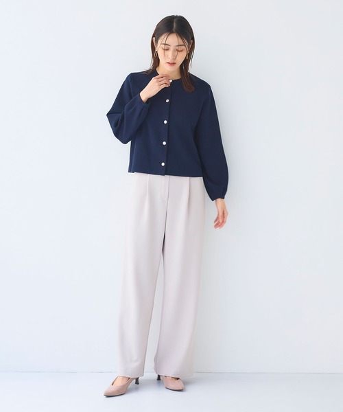 CROSS FUNCTION（クロスファンクション）の「《洗える》サマ美え 袖タッククルーネックニットジャケット【CF/クロスファンクション（ニット/セーター・レディース・チャコールグレー/ネイビー・M/LL/L）」の20枚目の写真
