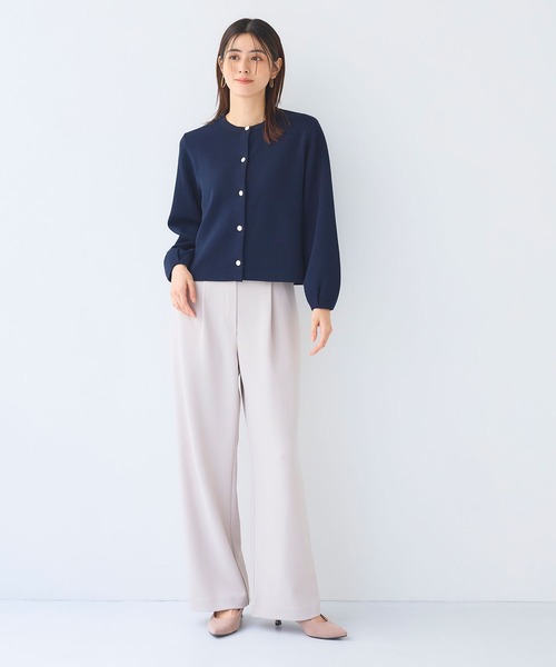 CROSS FUNCTION（クロスファンクション）の「《洗える》サマ美え 袖タッククルーネックニットジャケット【CF/クロスファンクション（ニット/セーター・レディース・チャコールグレー/ネイビー・M/LL/L）」の16枚目の写真