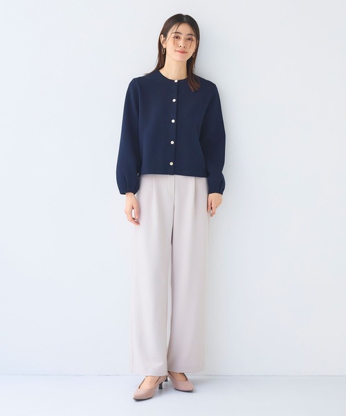 CROSS FUNCTION（クロスファンクション）の「《洗える》サマ美え 袖タッククルーネックニットジャケット【CF/クロスファンクション（ニット/セーター・レディース・チャコールグレー/ネイビー・M/LL/L）」の19枚目の写真