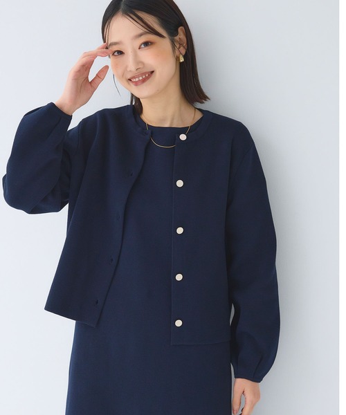 CROSS FUNCTION（クロスファンクション）の「《洗える》サマ美え 袖タッククルーネックニットジャケット【CF/クロスファンクション（ニット/セーター・レディース・チャコールグレー/ネイビー・M/LL/L）」の21枚目の写真