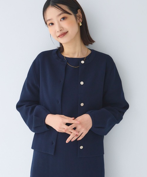 CROSS FUNCTION（クロスファンクション）の「《洗える》サマ美え 袖タッククルーネックニットジャケット【CF/クロスファンクション（ニット/セーター・レディース・チャコールグレー/ネイビー・M/LL/L）」の22枚目の写真