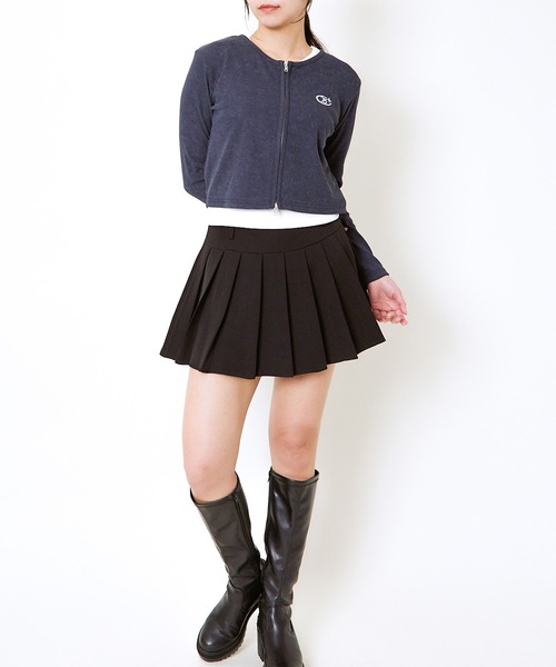 GORGE(ゴージ)の「《ピグメント加工×コンパクト丈》レディース 刺しゅうジップカーディガン 羽織り 春秋(カーディガン/ボレロ・レディース・カーキ/ブラック/ネイビー・F)」の4枚目の写真