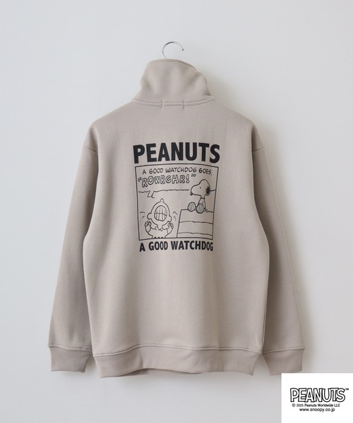 PEANUTS（ピーナッツ）の「PEANUTS裏起毛ハーフジップトレーナー（スウェット・メンズ・グリーン/ネイビー/杢グレー/オフホワイト/グレイッシュベージュ/ブラック・M/L/LL）」の10枚目の写真
