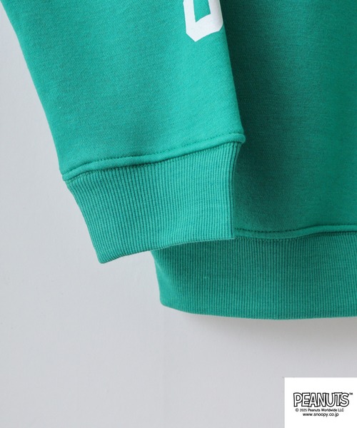 PEANUTS（ピーナッツ）の「PEANUTS裏起毛ハーフジップトレーナー（スウェット・メンズ・グリーン/ネイビー/杢グレー/オフホワイト/グレイッシュベージュ/ブラック・M/L/LL）」の22枚目の写真