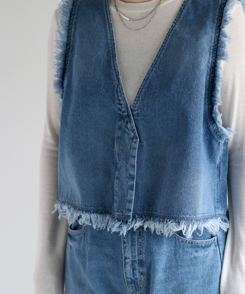 cepo（セポ）の「〈セットアップ対応〉デニムフリンジベスト（ベスト・レディース・ブルー系2/ブルー系3・M）」の14枚目の写真
