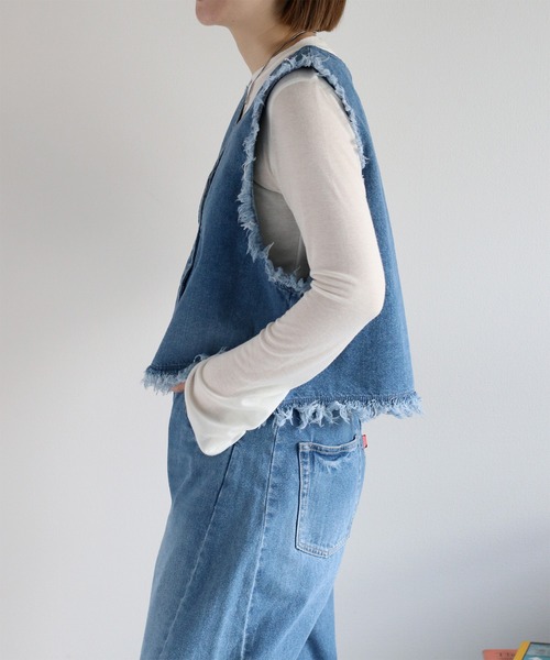 cepo（セポ）の「〈セットアップ対応〉デニムフリンジベスト（ベスト・レディース・ブルー系2/ブルー系3・M）」の11枚目の写真