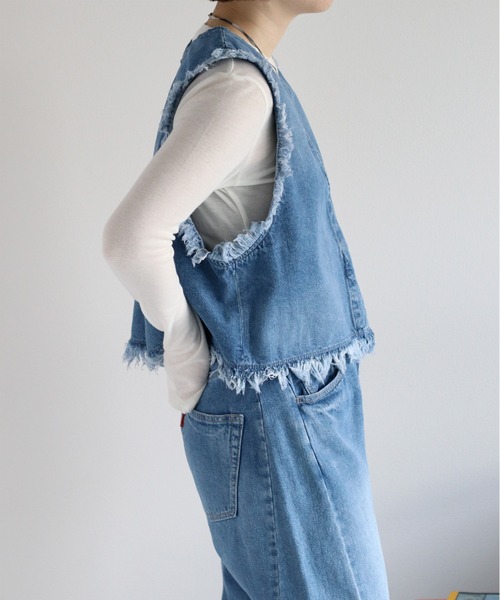 cepo（セポ）の「〈セットアップ対応〉デニムフリンジベスト（ベスト・レディース・ブルー系2/ブルー系3・M）」の13枚目の写真
