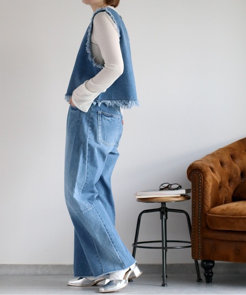 cepo（セポ）の「〈セットアップ対応〉デニムフリンジベスト（ベスト・レディース・ブルー系2/ブルー系3・M）」の4枚目の写真