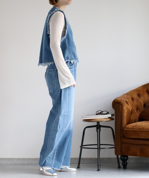 cepo（セポ）の「〈セットアップ対応〉デニムフリンジベスト（ベスト・レディース・ブルー系2/ブルー系3・M）」の7枚目の写真