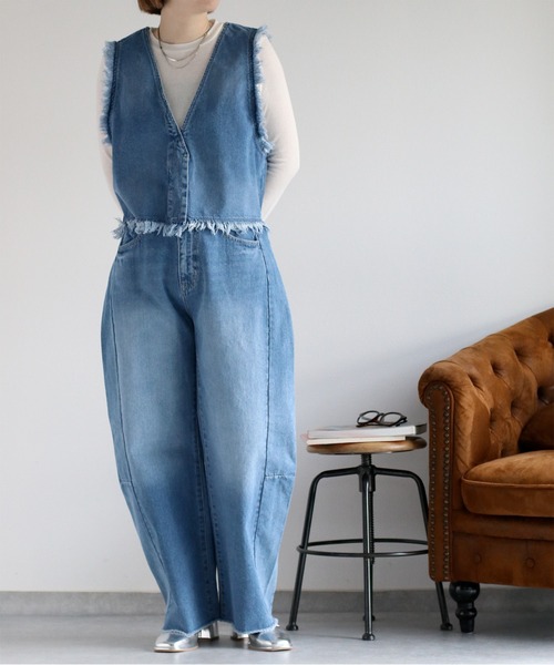 cepo（セポ）の「〈セットアップ対応〉デニムフリンジベスト（ベスト・レディース・ブルー系2/ブルー系3・M）」の8枚目の写真