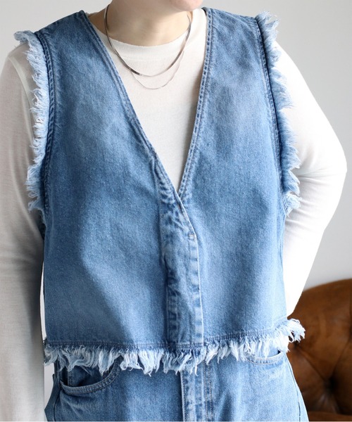 cepo（セポ）の「〈セットアップ対応〉デニムフリンジベスト（ベスト・レディース・ブルー系2/ブルー系3・M）」の9枚目の写真