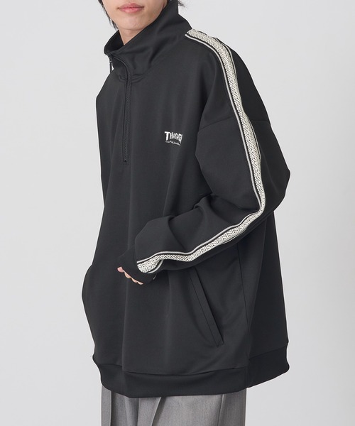 【THRASHER】トラックデザイン サイドライン ハーフジッププルオーバー 017330