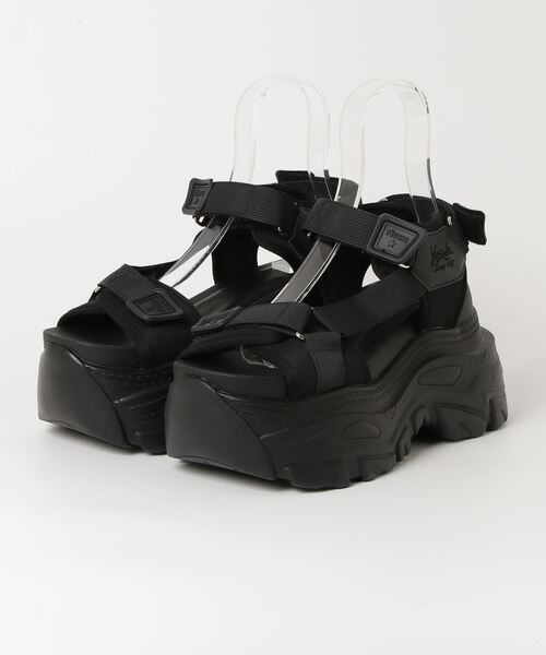 YOSUKE（ヨースケ）の「ヨースケYOSUKE メンズ厚底トゥカバーボリューミーソールナイロンベルクロサンダル 4468037（サンダル・メンズ・ブラック/グリーン・26.0cm/27.0cm）」の2枚目の写真