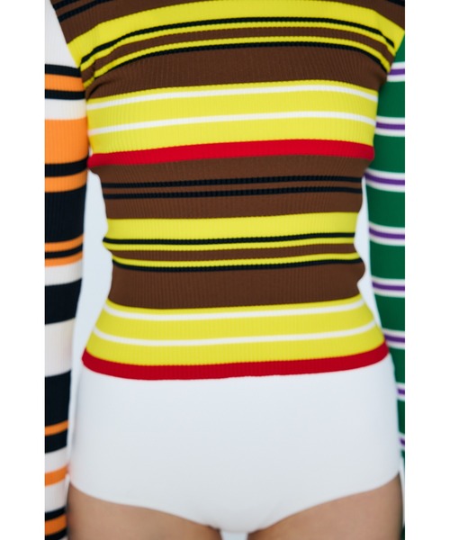 PE RibBorder Cropped プルオーバー（ラッシュガード