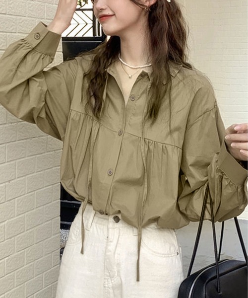 BLANC FICELLE(ブランフィセル)の「長袖 デザインシャツ(シャツ/ブラウス・レディース・ホワイト/カーキ・L/S/M)」の9枚目の写真