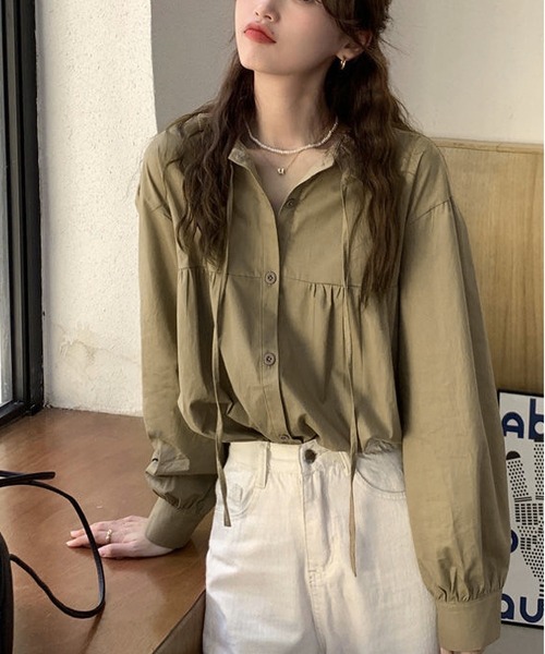 BLANC FICELLE(ブランフィセル)の「長袖 デザインシャツ(シャツ/ブラウス・レディース・ホワイト/カーキ・L/S/M)」の12枚目の写真