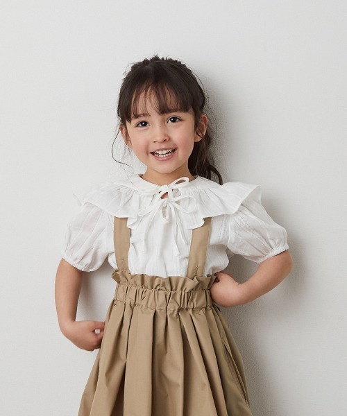 美品　riziere リジェール　110 女の子　セットアップ　ブラウス セール】フロントWリボン半袖ブラウス（シャツ/ブラウス