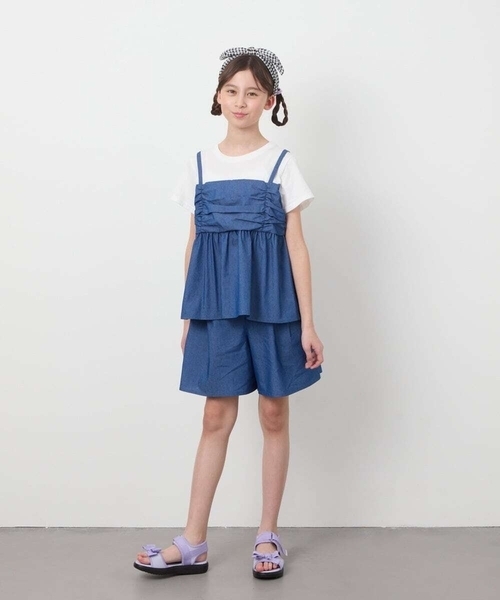 a.v.v（アーヴェヴェ）の「[140-150]ワンタックキュロット（その他パンツ・キッズ・ブルー/ブラック・140/150）」の21枚目の写真