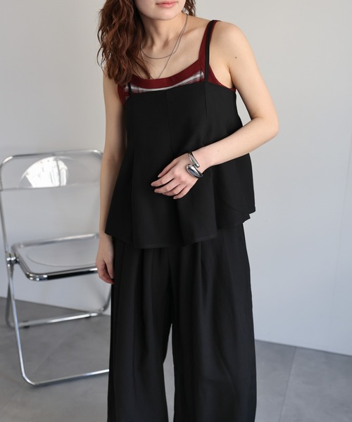 ap retro(アプレトロ)の「【セットアップ】ビスチェキャミ+リラックスワイドパンツ(セットアップ・レディース・ブラック/ベージュ・MEDIUM/LARGE)」の14枚目の写真