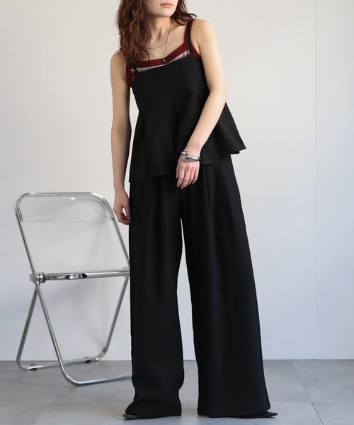 ap retro(アプレトロ)の「【セットアップ】ビスチェキャミ+リラックスワイドパンツ(セットアップ・レディース・ブラック/ベージュ・MEDIUM/LARGE)」の10枚目の写真