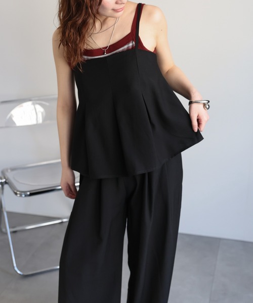 ap retro(アプレトロ)の「【セットアップ】ビスチェキャミ+リラックスワイドパンツ(セットアップ・レディース・ブラック/ベージュ・MEDIUM/LARGE)」の15枚目の写真
