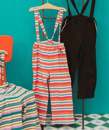 キッズのパンツ（オレンジ/橙色系・ボーダー柄）ファッション