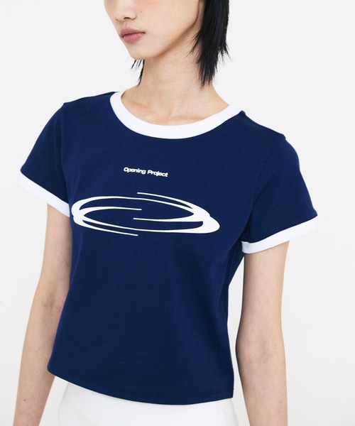 Opening Project（オープニングプロジェクト）の「Opening Project／クロップドリンガーショートスリーブT（Tシャツ/カットソー・レディース・ネイビー/ホワイト/ピンク・SMALL/MEDIUM）」の15枚目の写真