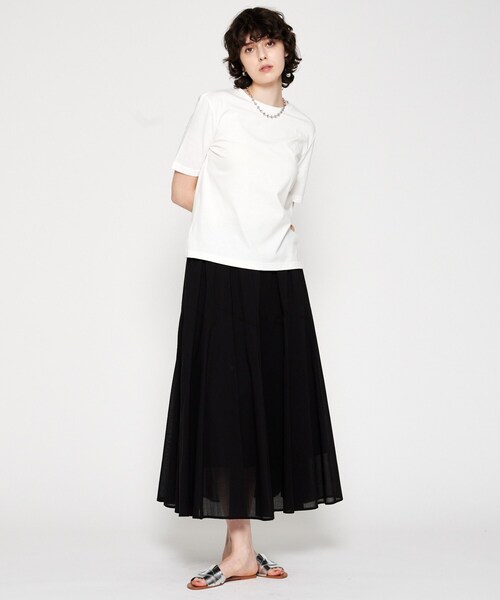 cloenc（クロエンス）の「【マシンウォッシュ】スリムTシャツ（Tシャツ/カットソー・レディース・ブラック/ホワイト/ピンク/ブラウン系その他・02）」の2枚目の写真