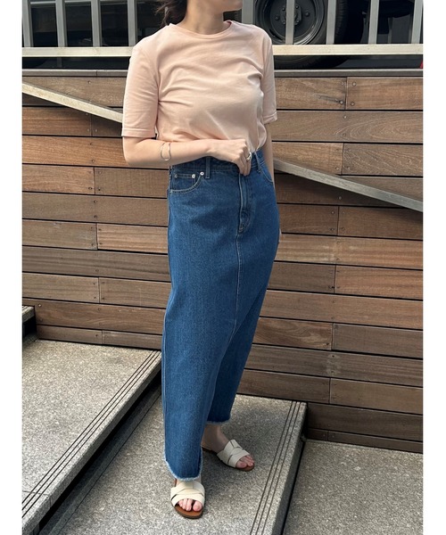 cloenc（クロエンス）の「【マシンウォッシュ】スリムTシャツ（Tシャツ/カットソー・レディース・ブラック/ホワイト/ピンク/ブラウン系その他・02）」の9枚目の写真