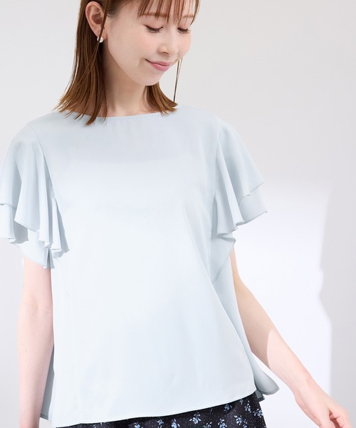 ROPE' PICNIC(ロペピクニック)の「【WEB限定カラー】【UVケア・接触冷感・前後2WAY】フレアスリーブブラウス(シャツ/ブラウス・レディース・チャコールグレー/オフホワイト/サックスブルー/オレンジ/ラベンダー・38)」の16枚目の写真