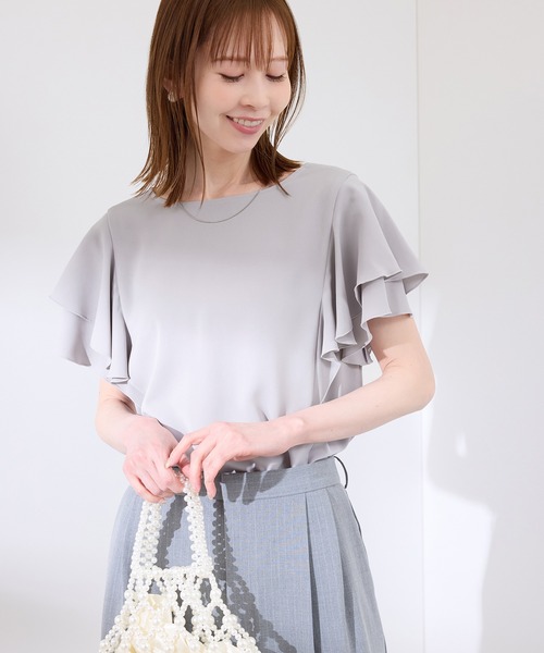 ROPE' PICNIC(ロペピクニック)の「【WEB限定カラー】【UVケア・接触冷感・前後2WAY】フレアスリーブブラウス(シャツ/ブラウス・レディース・チャコールグレー/オフホワイト/サックスブルー/オレンジ/ラベンダー・38)」の21枚目の写真