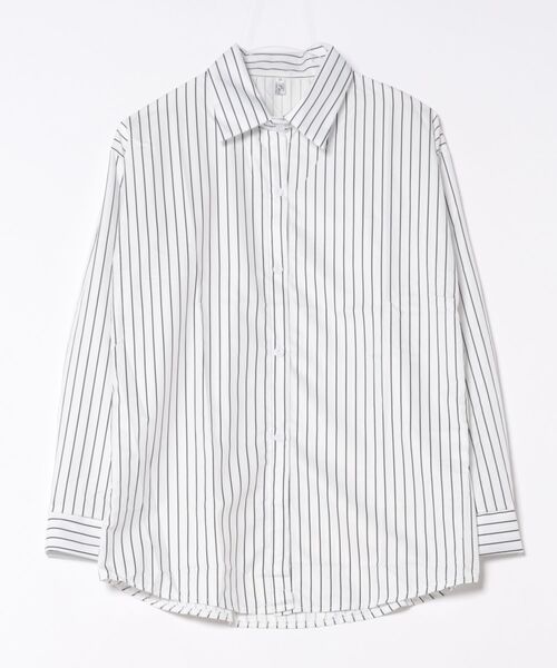 STYLEBLOCK(スタイルブロック)の「ストライプシャツ(シャツ/ブラウス・レディース・ホワイト/ネイビー・XL/M)」の4枚目の写真