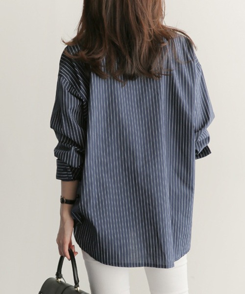 STYLEBLOCK(スタイルブロック)の「ストライプシャツ(シャツ/ブラウス・レディース・ホワイト/ネイビー・XL/M)」の5枚目の写真