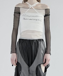lilLilly（リルリリー）の「チュールオフショルラグランメッシュトップス（Tシャツ/カットソー）」