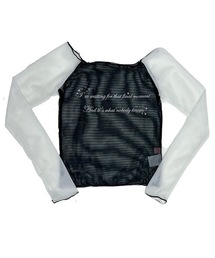 lilLilly（リルリリー）の「チュールオフショルラグランメッシュトップス（Tシャツ/カットソー）」