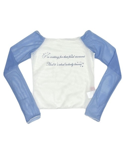 lilLilly（リルリリー）の「チュールオフショルラグランメッシュトップス（Tシャツ/カットソー・レディース・ホワイト/ブラック/ブルー・FREE）」の15枚目の写真