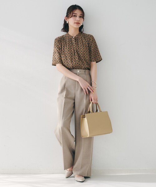 ひよこ【新品】UNTITLED　小紋柄ブラウス セール】【セットアップ可能/オンオフ】小紋柄ブラウス（シャツ