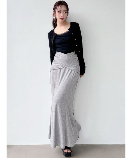 RESEXXY（リゼクシー）の「カシュクールマーメイドスカート（スカート・レディース・ブラック/グレー・FREE）」の4枚目の写真
