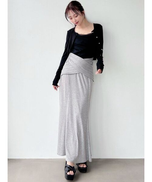 RESEXXY（リゼクシー）の「カシュクールマーメイドスカート（スカート・レディース・ブラック/グレー・FREE）」の5枚目の写真