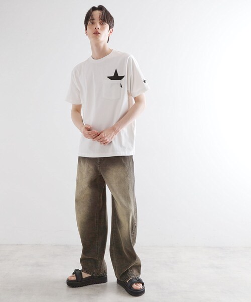 tk.TAKEO KIKUCHI（ティーケータケオキクチ）の「スターTシャツアソート（Tシャツ/カットソー・メンズ・ホワイト/ネイビー/ブラック系/ブラック/ホワイト系1/オリーブ系・01/02/03/04）」の8枚目の写真