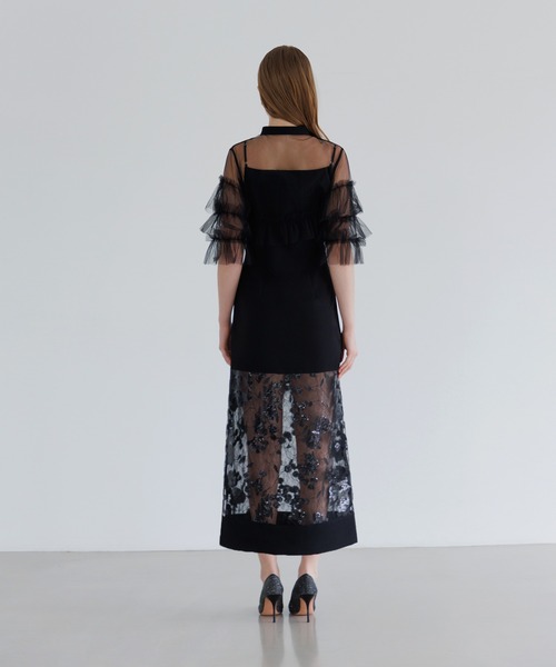 セール】【LEJA】フリルボレロフラワーレースIラインドレスワンピース2