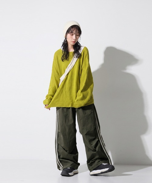 antiqua(アンティカ)の「配色 ダブルライン ワイドパンツ(その他パンツ・レディース・カーキ/ブラック・ONESIZE)」の13枚目の写真
